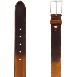 Cintura Da Uomo Elegante In Pelle Da Uomo Elegante Colorata A Mano Marrone Scuro E Marrone Chiaro