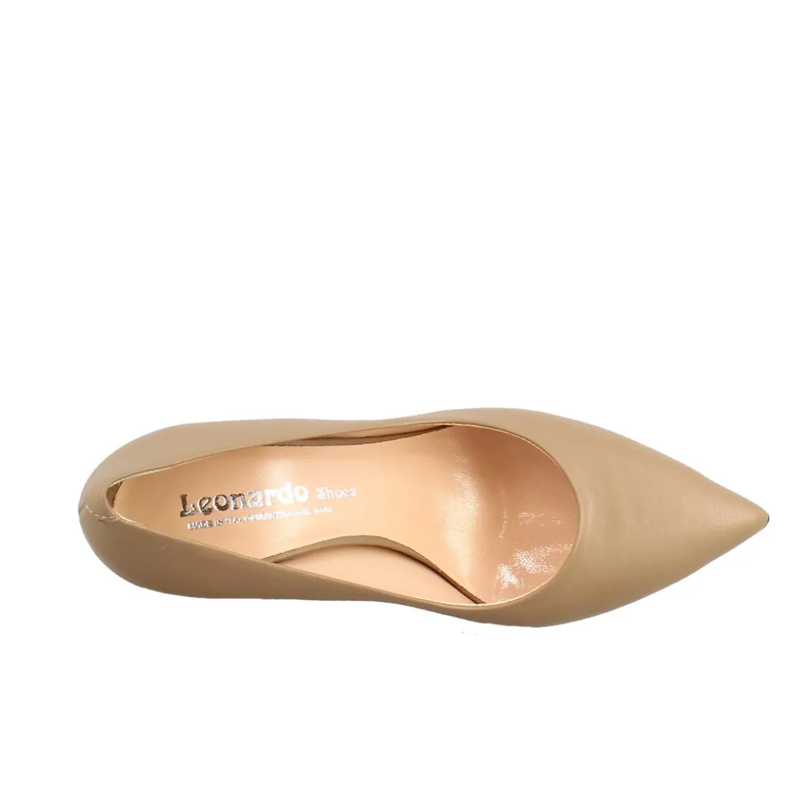 Décolleté A Punta In Pelle Color Beige Noce