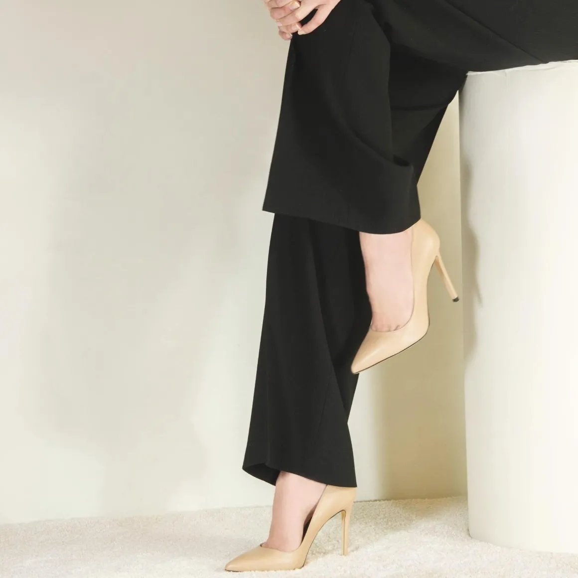 Décolleté Con Tacco Alto Eleganti Da Donna Fatte A Mano In Pelle Beige