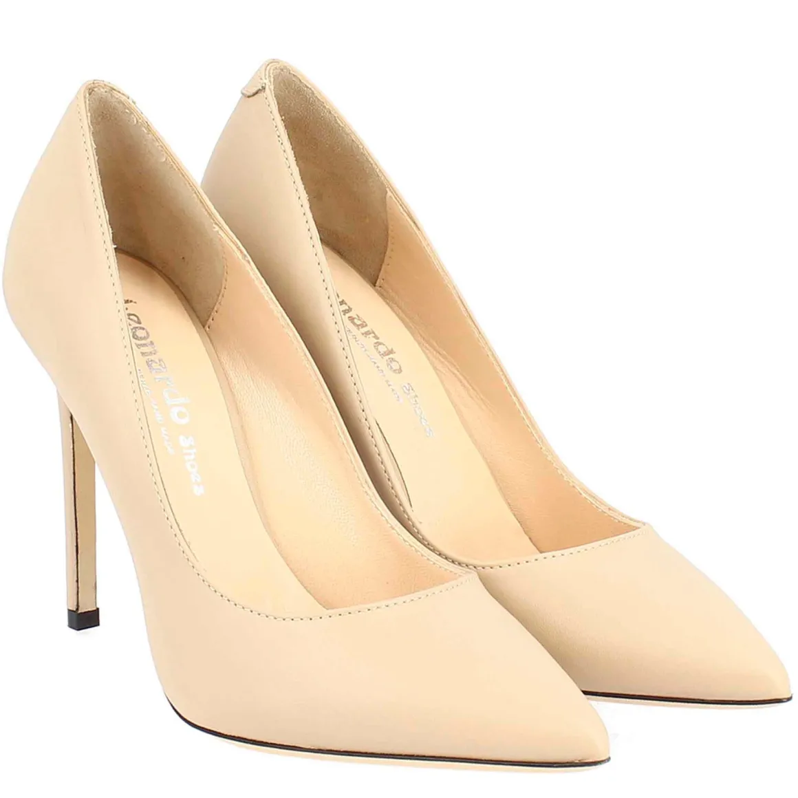 Décolleté Con Tacco Alto Eleganti Da Donna Fatte A Mano In Pelle Beige