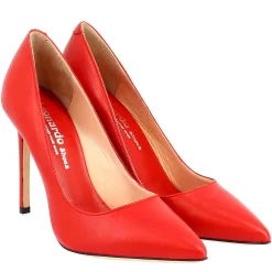 Décolleté Con Tacco Alto Eleganti Da Donna Fatte A Mano In Pelle Rossa
