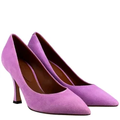 Décolleté Da Donna In Pelle Scamosciata Colore Lilla A Punta