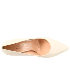 Décolleté Da Donna In Pelle Colore Beige A Punta