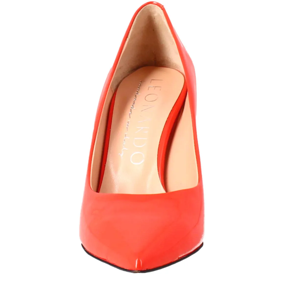 Décolleté Da Donna In Pelle Verniciata Colore Rosso A Punta