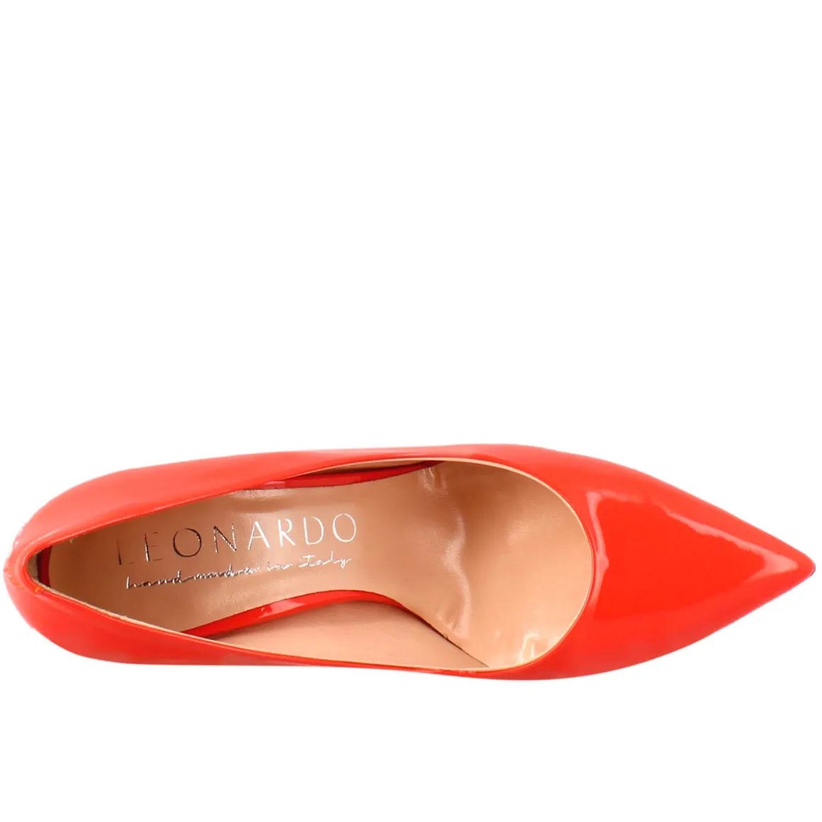 Décolleté Da Donna In Pelle Verniciata Colore Rosso A Punta