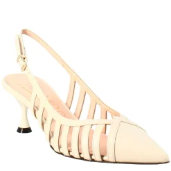 Décolleté Da Donna In Pelle Verniciata Colore Beige A Punta