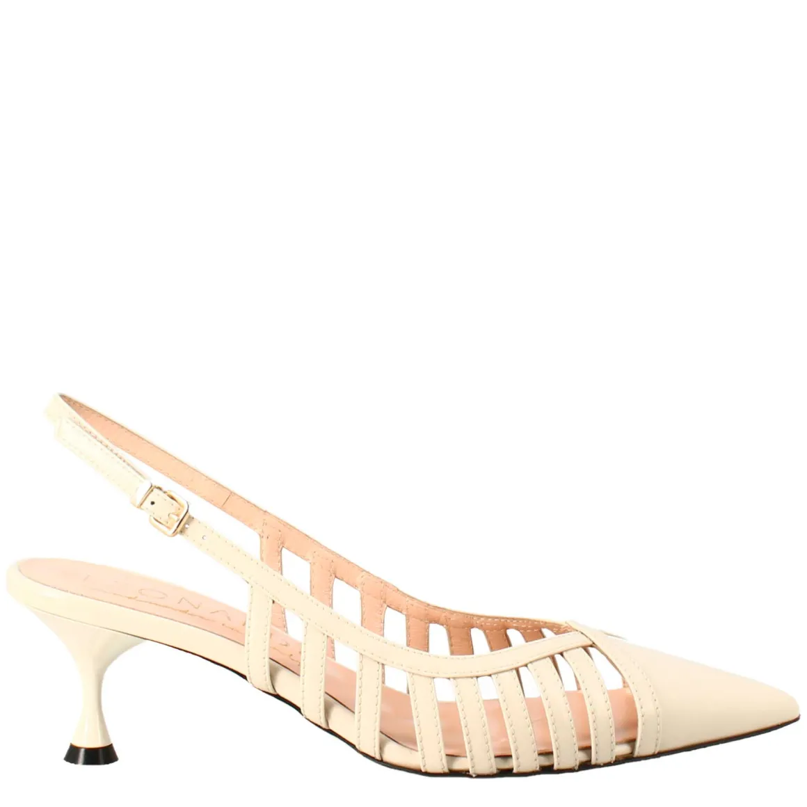 Décolleté Da Donna In Pelle Verniciata Colore Beige A Punta