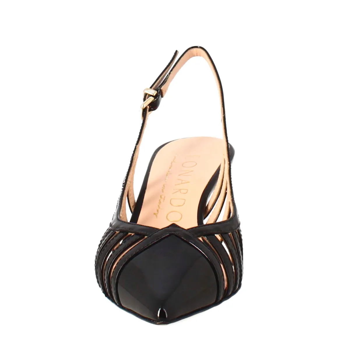 Décolleté Da Donna In Pelle Verniciata Colore Nero A Punta