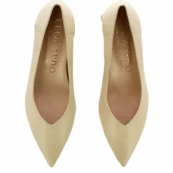 Décolleté Da Donna In Pelle Colore Beige Con Tacco Medio