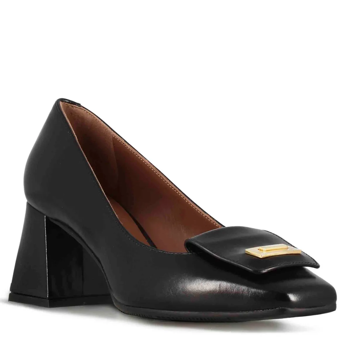 Décolleté Elegante Da Donna In Pelle Colore Nero A Punta Quadrata