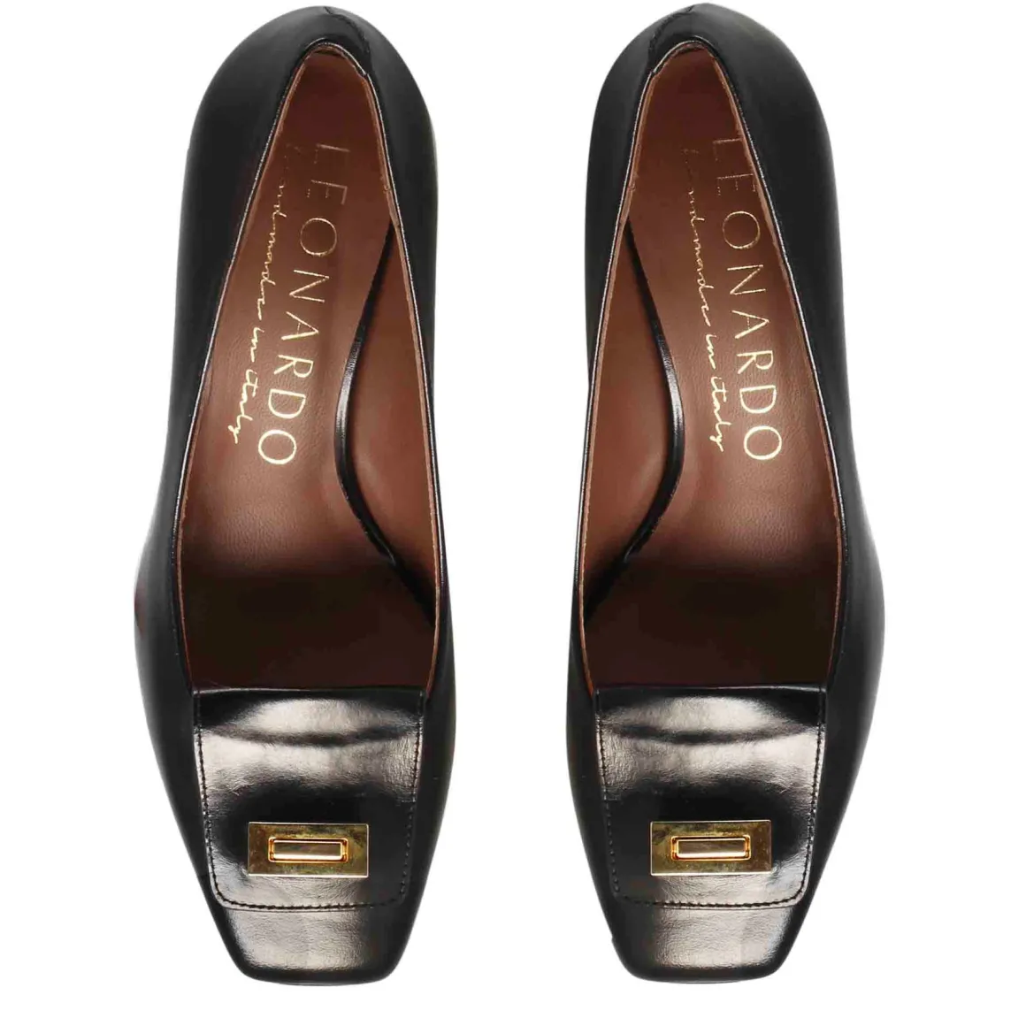 Décolleté Elegante Da Donna In Pelle Colore Nero A Punta Quadrata