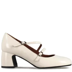 Décolleté Mary Jane In Pelle Verniciata Colore Bianco Con Doppio Cinturino