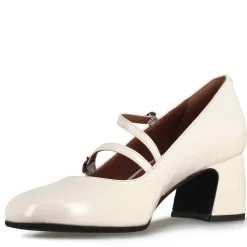 Décolleté Mary Jane In Pelle Verniciata Colore Bianco Con Doppio Cinturino