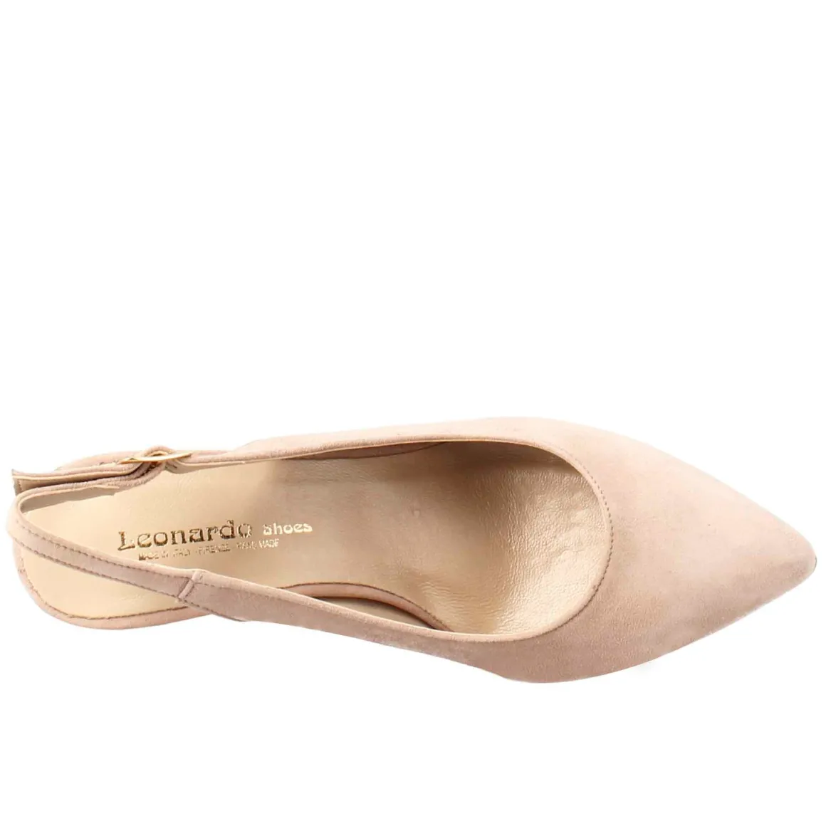 Décolleté Slingback Con Tacco Alto Da Donna In Camoscio Nude Fatte A Mano