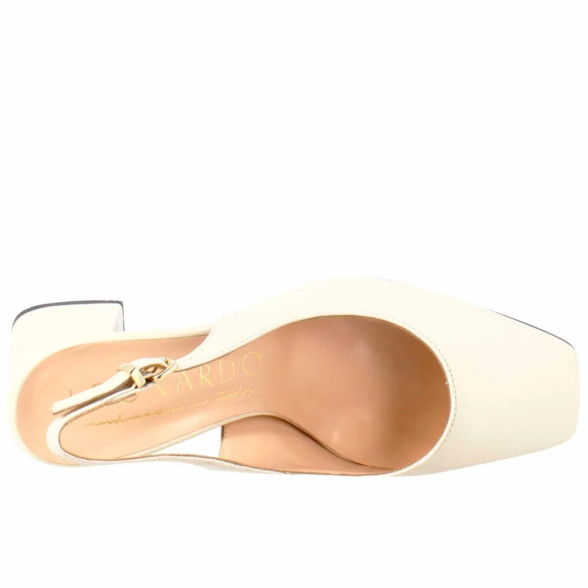 Décolleté Slingback Da Donna In Pelle Colore Crema A Punta Squadrata