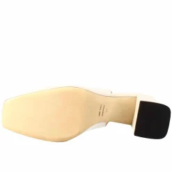 Décolleté Slingback Da Donna In Pelle Colore Crema A Punta Squadrata