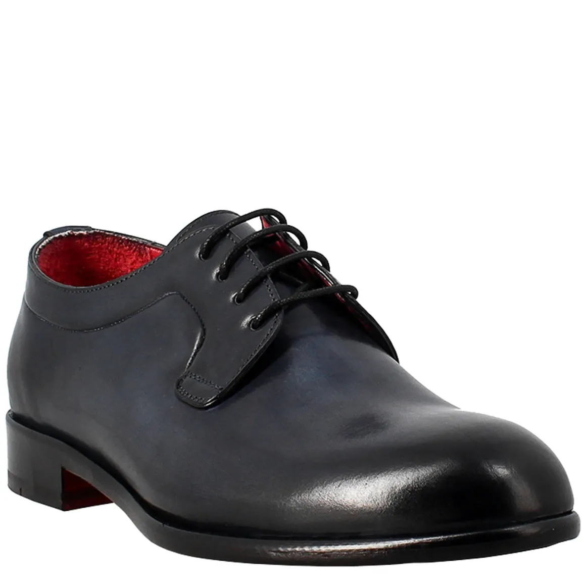 Derby Blu Elegante Da Uomo In Pelle Liscia