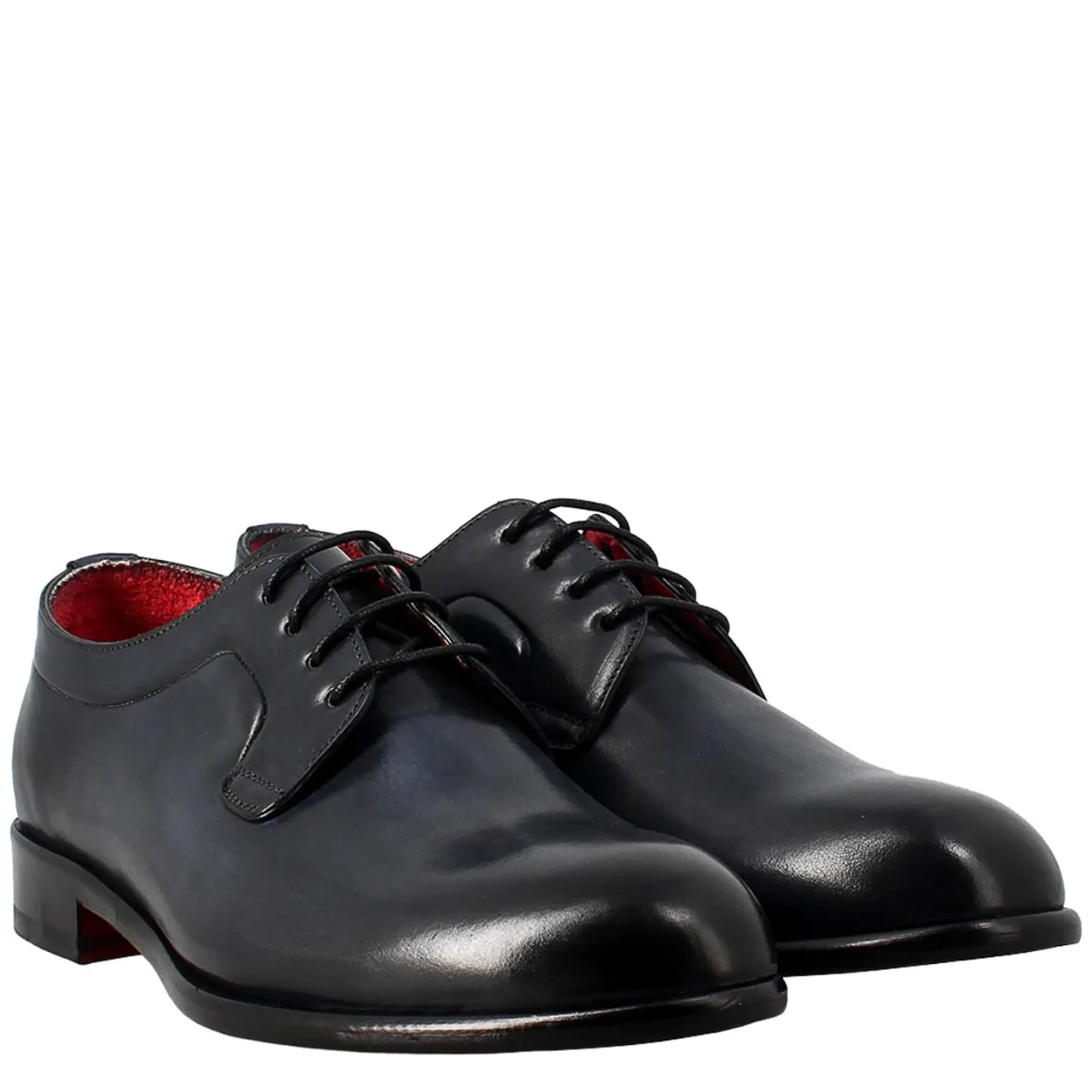Derby Blu Elegante Da Uomo In Pelle Liscia