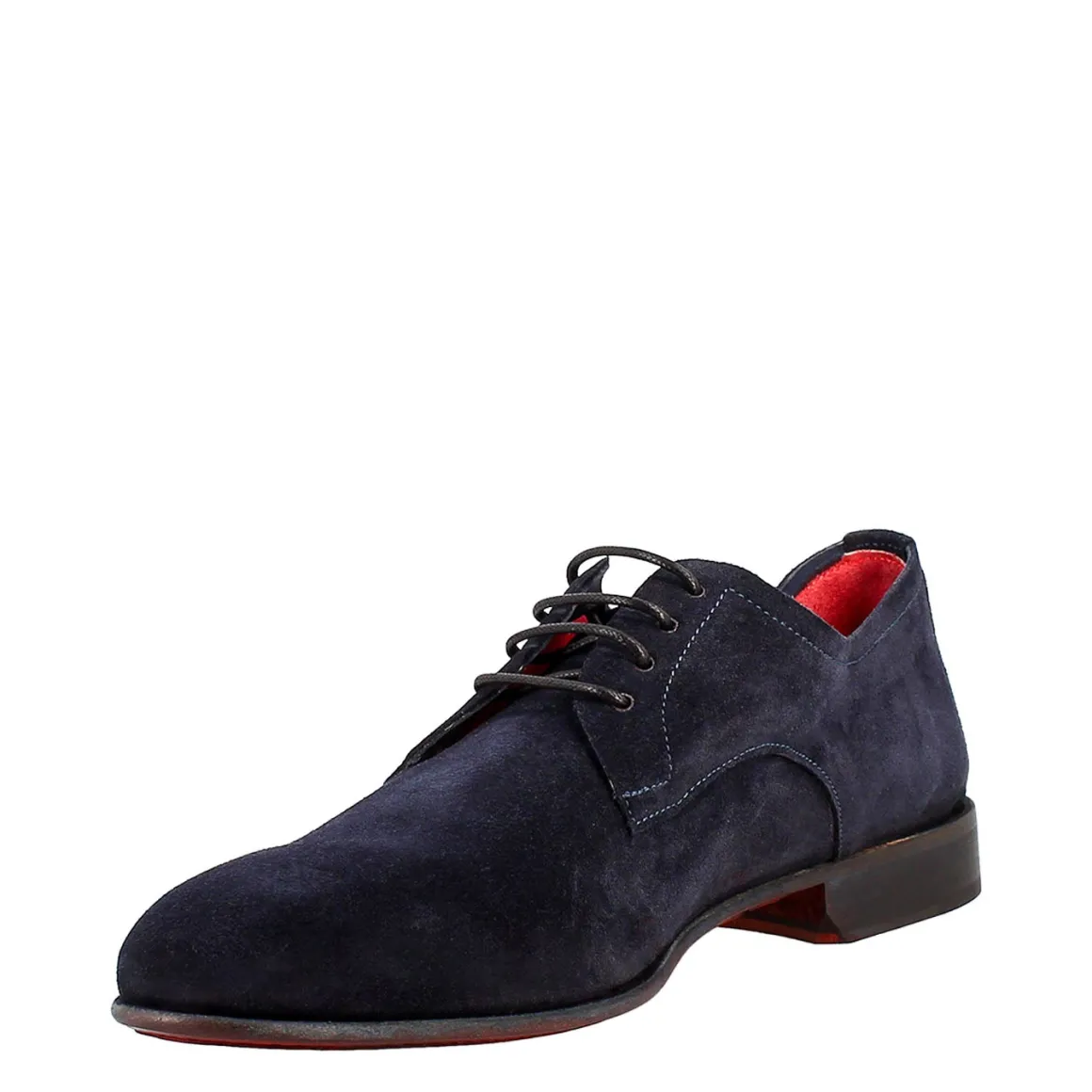 Derby Blu Elegante Da Uomo In Pelle Scamosciata