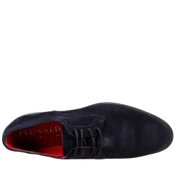 Derby Blu Elegante Da Uomo In Pelle Scamosciata