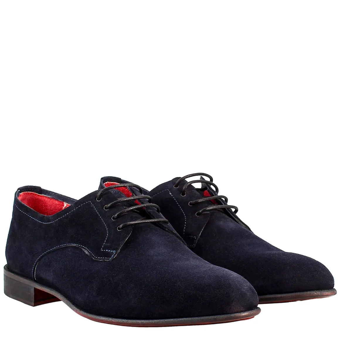 Derby Blu Elegante Da Uomo In Pelle Scamosciata