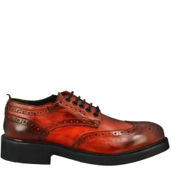 Derby Da Donna Con Dettagli Brogue Paupa In Pelle Lavata Colore Rosso