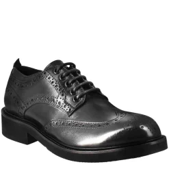 Derby Da Donna Con Dettagli Brogue Paupa In Pelle Lavata Colore Nero