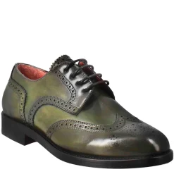 Derby Da Donna Con Effetto Brogue In Pelle Colore Verde Scuro