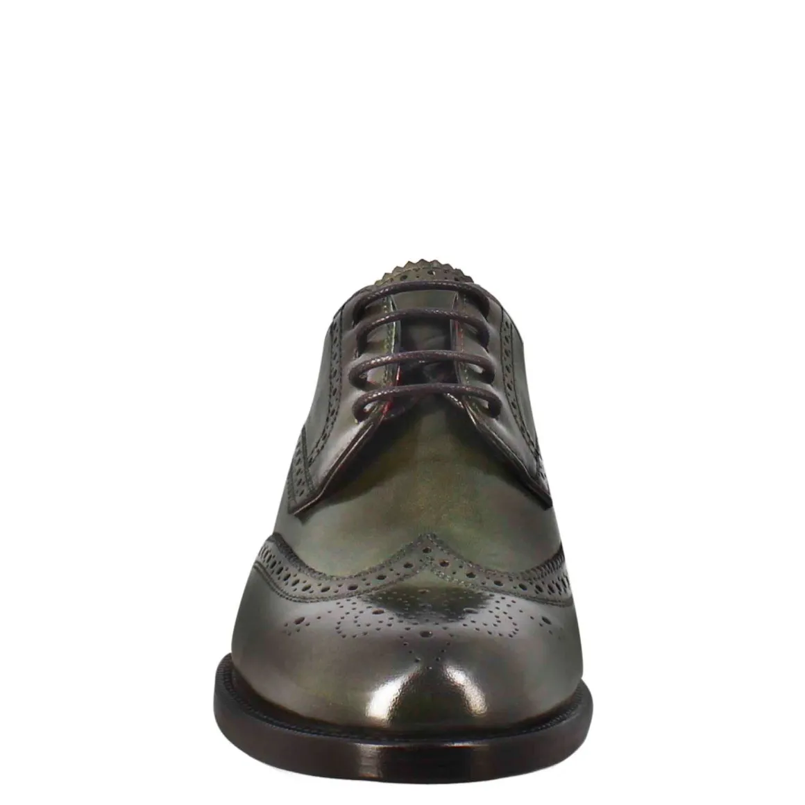 Derby Da Donna Con Effetto Brogue In Pelle Colore Verde Scuro