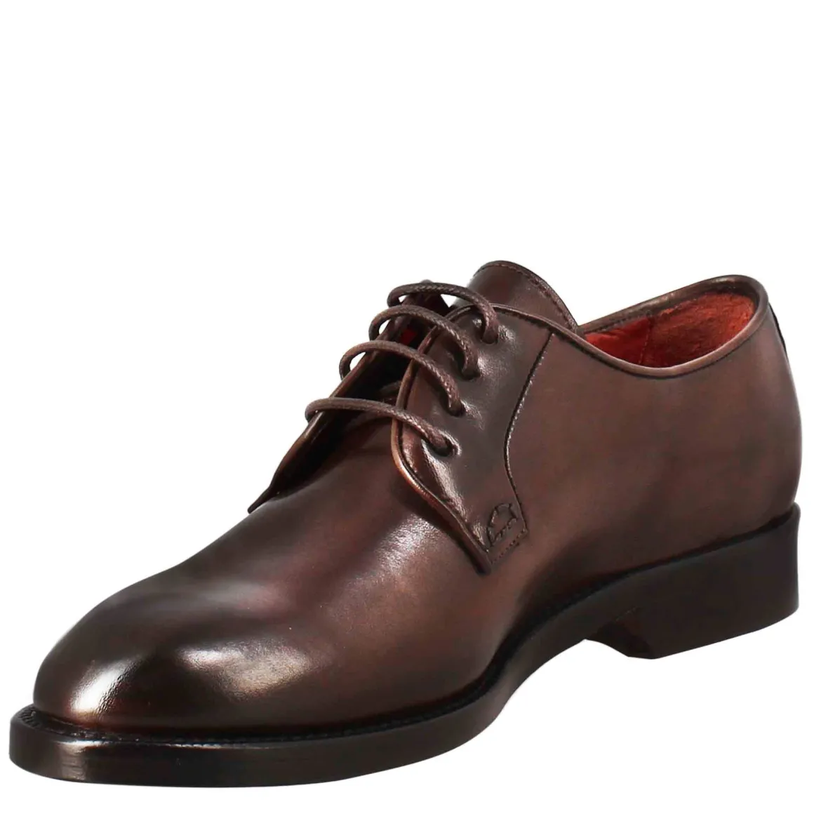 Derby Da Donna In Pelle Liscia Colore Marrone Scuro