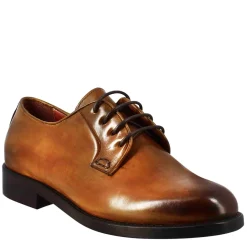 Derby Da Donna Liscio In Pelle Colore Marrone Chiaro