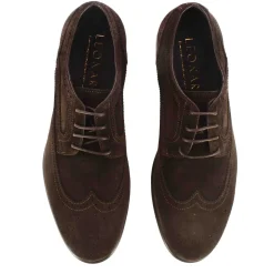 Derby Elegante Da Uomo In Pelle Scamosciata Colore Marrone Scuro