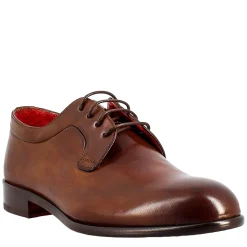 Derby Marrone Scuro Elegante Da Uomo In Pelle Liscia