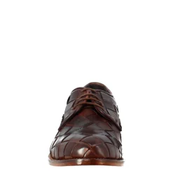 Derby Marrone Scuro Vintage Elegante Da Uomo In Pelle Intrecciata