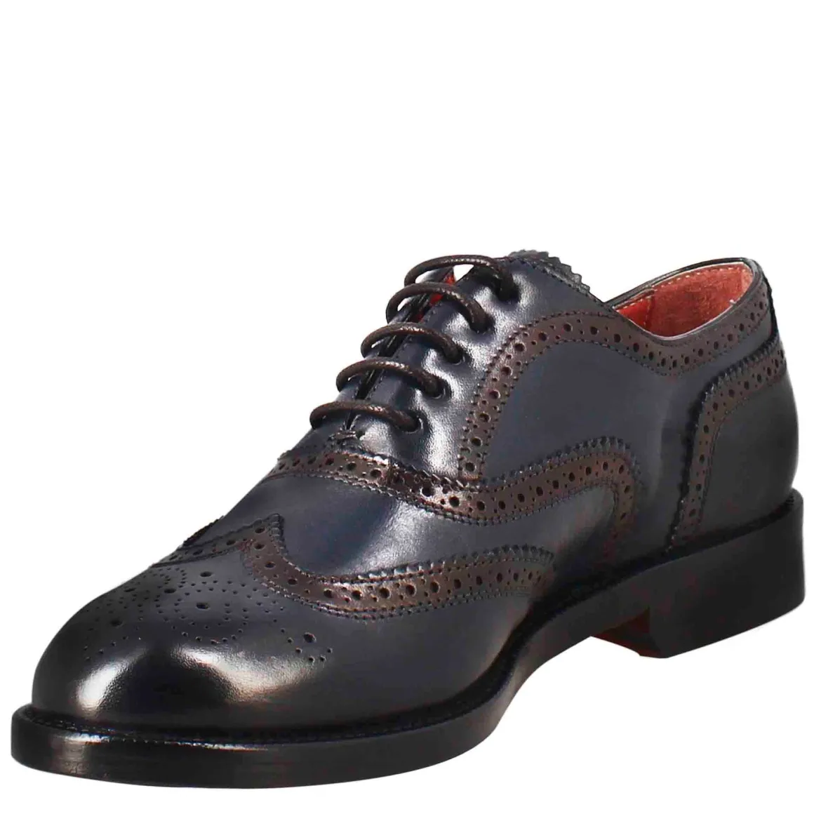 Francesina Da Donna Con Effetto Brogue In Pelle Colore Blu
