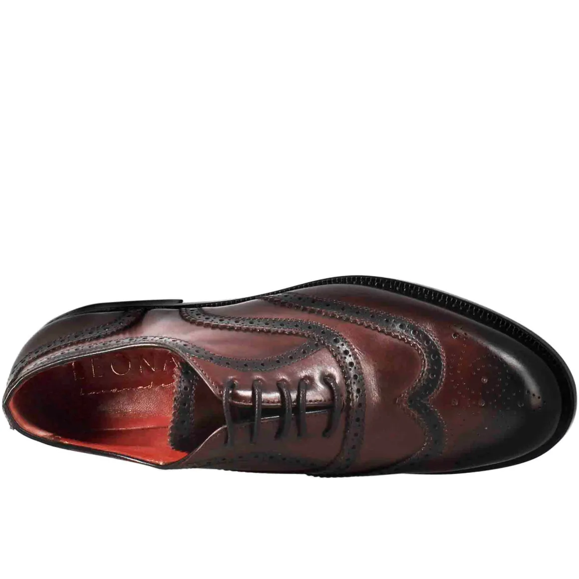 Francesina Da Donna Con Effetto Brogue In Pelle Colore Bordeaux
