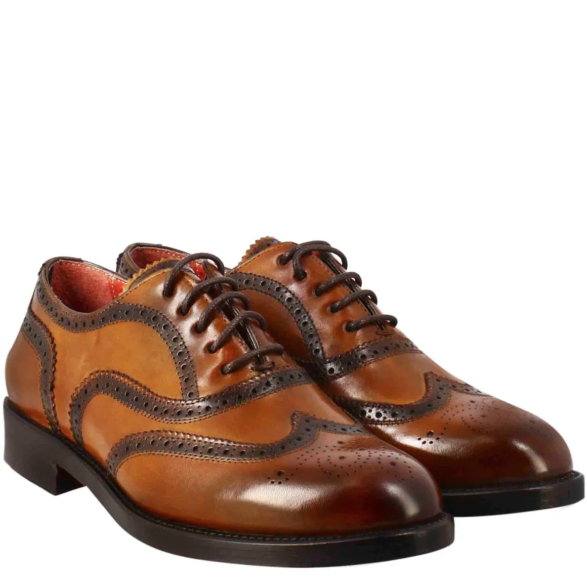 Francesina Da Donna Con Effetto Brogue In Pelle Colore Marrone Chiaro