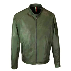 Giacca Da Uomo In Pelle Colore Verde Conciata Al Vegetale