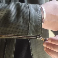 Giacca Da Uomo In Pelle Colore Verde Conciata Al Vegetale