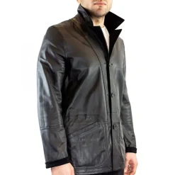Giacca Formale Reversibile Da Uomo Fatta A Mano In Pelle Di Renna E Agnello Nera