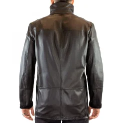 Giacca Formale Reversibile Da Uomo Fatta A Mano In Pelle Di Renna E Agnello Nera