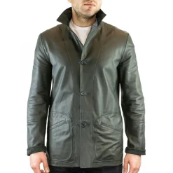 Giacca Formale Reversibile Da Uomo Fatta A Mano In Pelle Di Renna E Agnello Verde