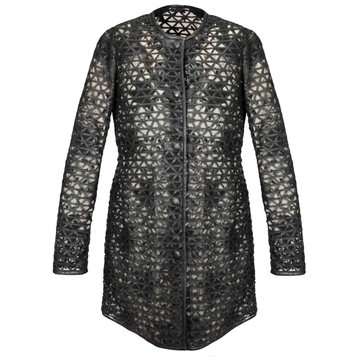 Giacca In Pelle Intrecciata Da Donna Colore Nero Fatta A Mano