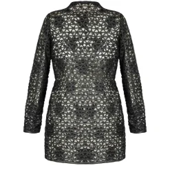 Giacca In Pelle Intrecciata Da Donna Colore Nero Fatta A Mano