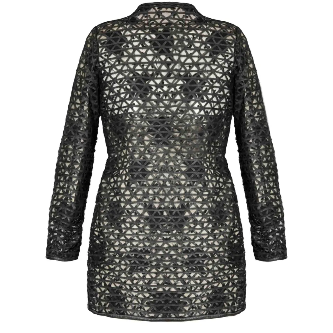 Giacca In Pelle Intrecciata Da Donna Colore Nero Fatta A Mano