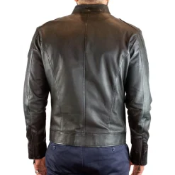 Giacca Modello Figo Da Uomo Fatta A Mano In Pelle Nera Con Cerniera