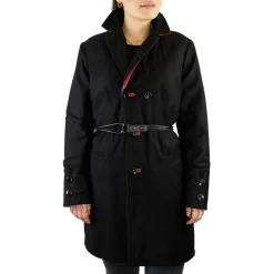 Giacca Reversibile Da Donna Fatta A Mano In Pelle Di Agnello Rossa E Cachemire Con Cintura