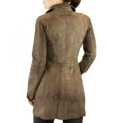 Giacca Reversibile Da Donna Fatta A Mano In Pelle Di Renna E Di Agnello Grigia