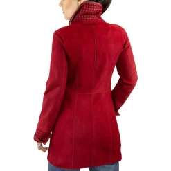Giacca Reversibile Da Donna Fatta A Mano In Pelle Di Renna E Agnello Rosso
