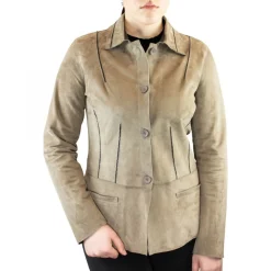 Giacca Reversibile Modello Andromeda Da Donna Fatta A Mano In Pelle Di Renna E Agnello Grigia E Nera
